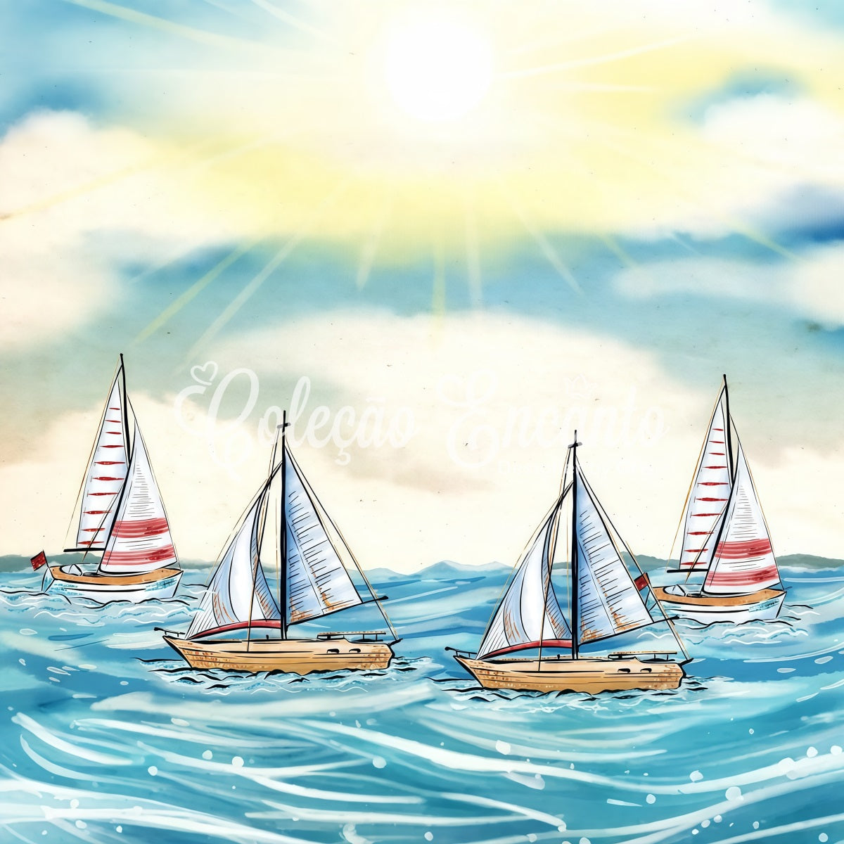 Newborn Photography Backdrop Sunny Ocean Sailboat Horizon Kids Photo Backdrop UK By Magali