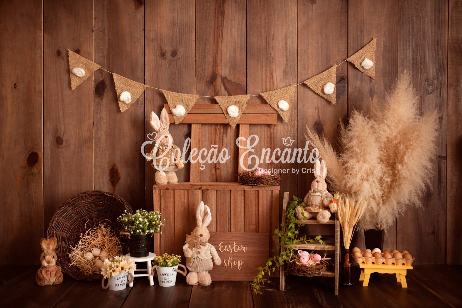 Newborn Backdrops For Photography Rustic Bunny Shop Display Easter Backdrop UK By Magali