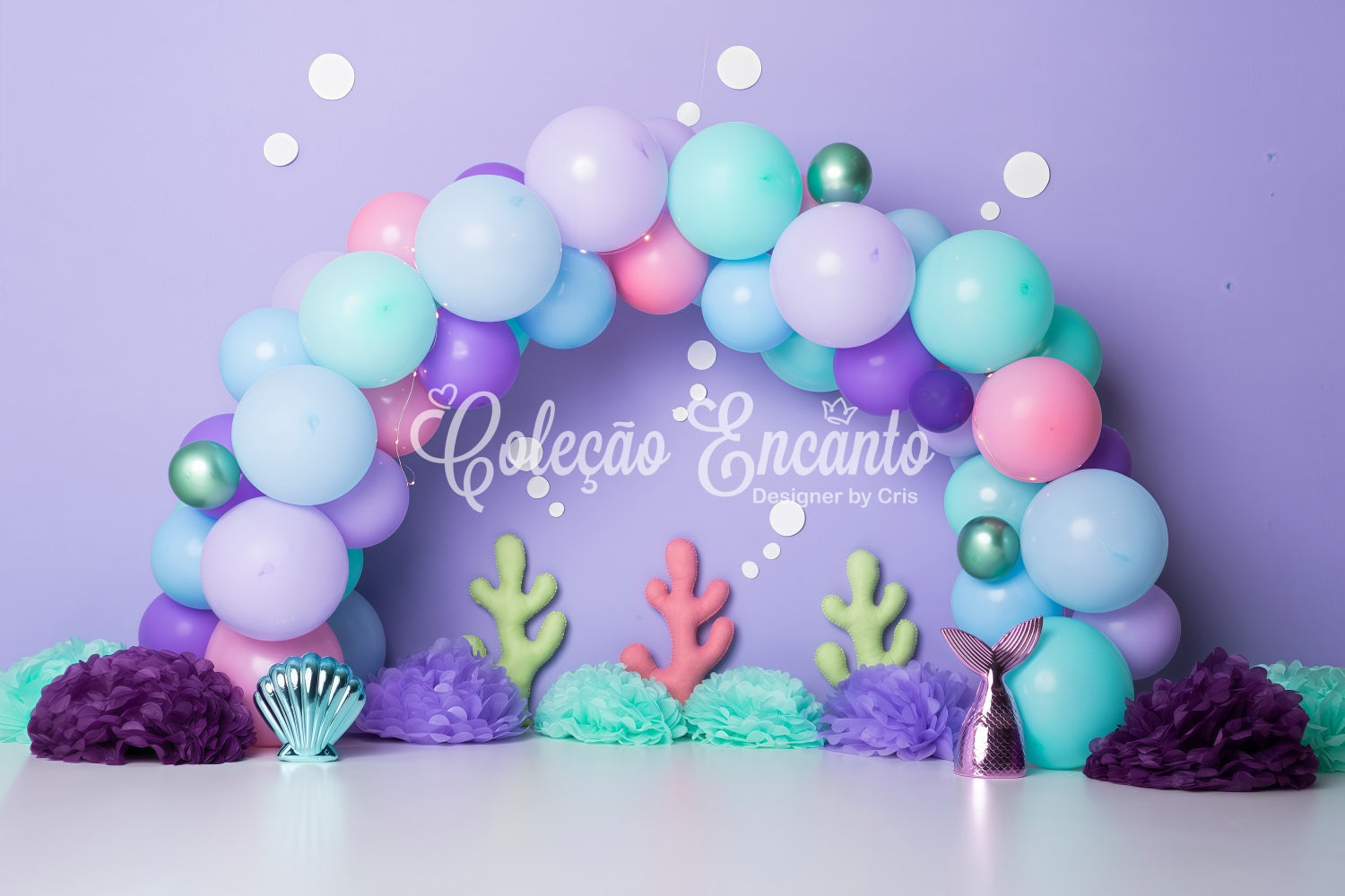 Photography Backdrops For Children Pastel Mermaid Balloon Coral Decor Kids Backdrop UK By Magali