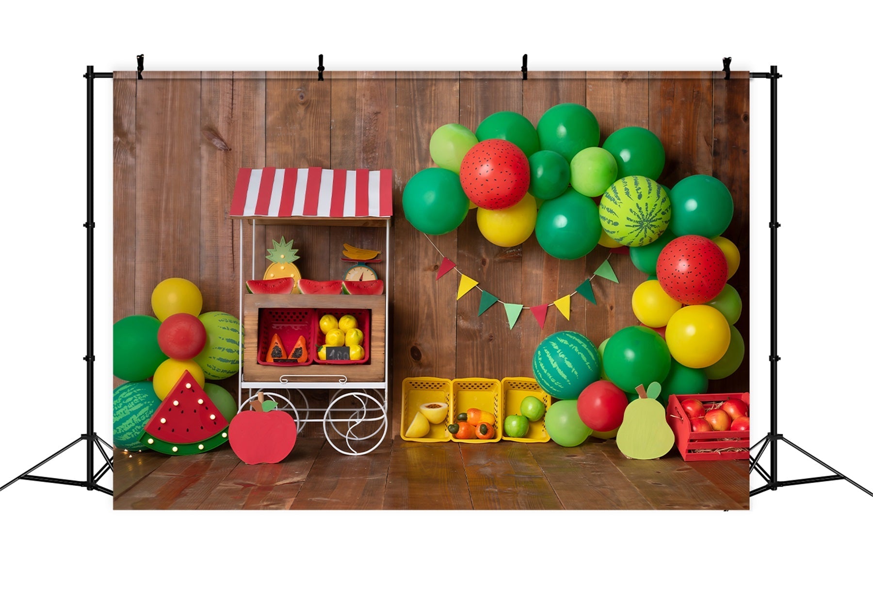 Children Photography Backdrops Watermelon Fruit Stand Balloon Arch Backdrop For Kids UK By Magali