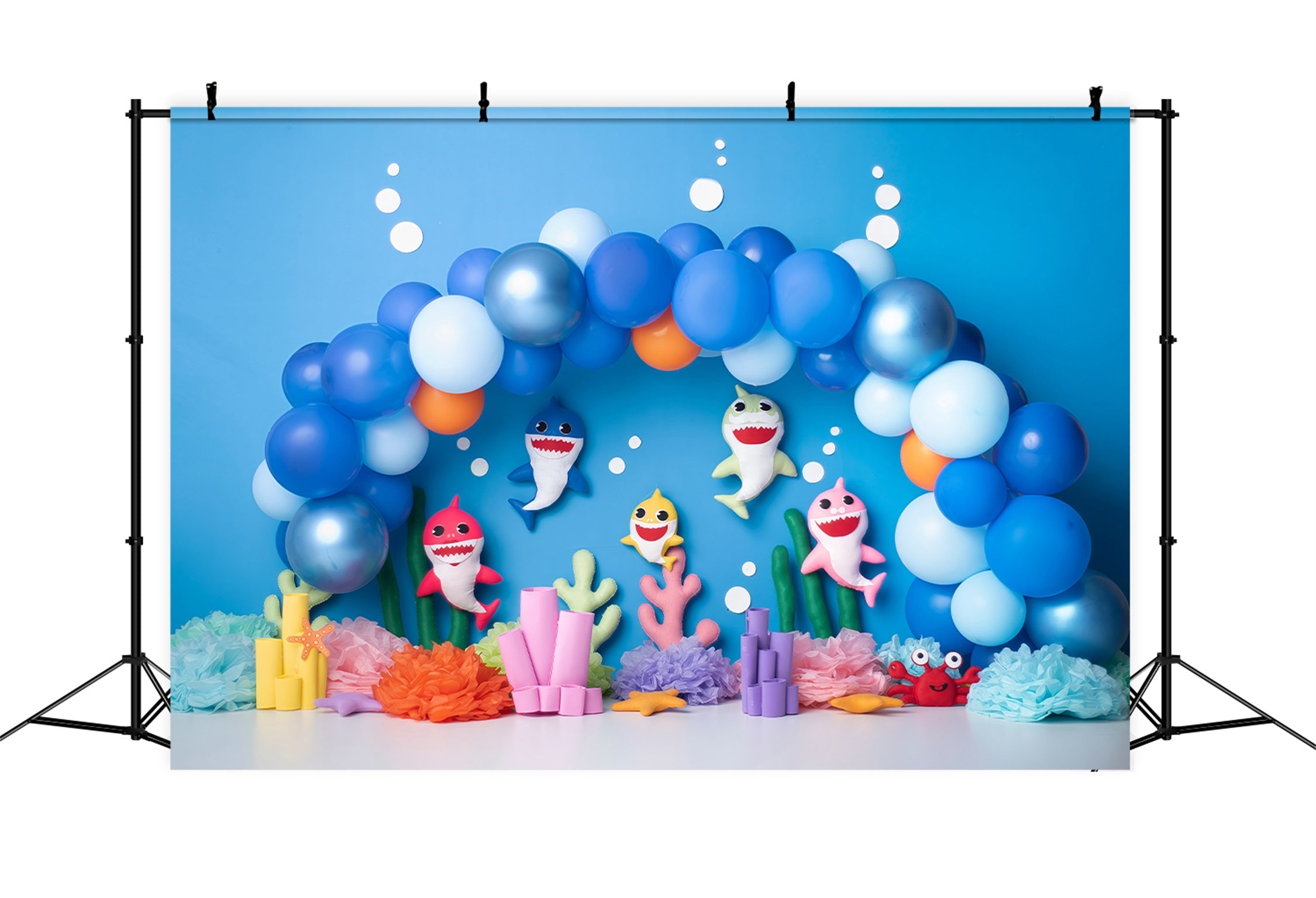 Backdrop For Children's Photos Blue Shark Balloon Coral Party Newborn Backdrops UK By Magali