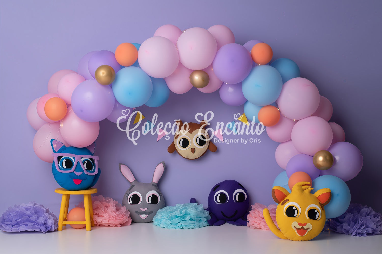 Backdrops For Children Photography Pastel Cartoon Animal Balloon Arch Kids Backdrop UK By Magali