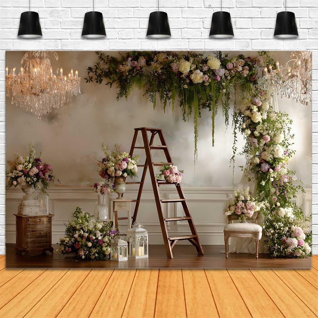Happy Mothers Day Backdrop Lush Floral Arch Ladder Mothers Day Photo Backdrops UK By Magali