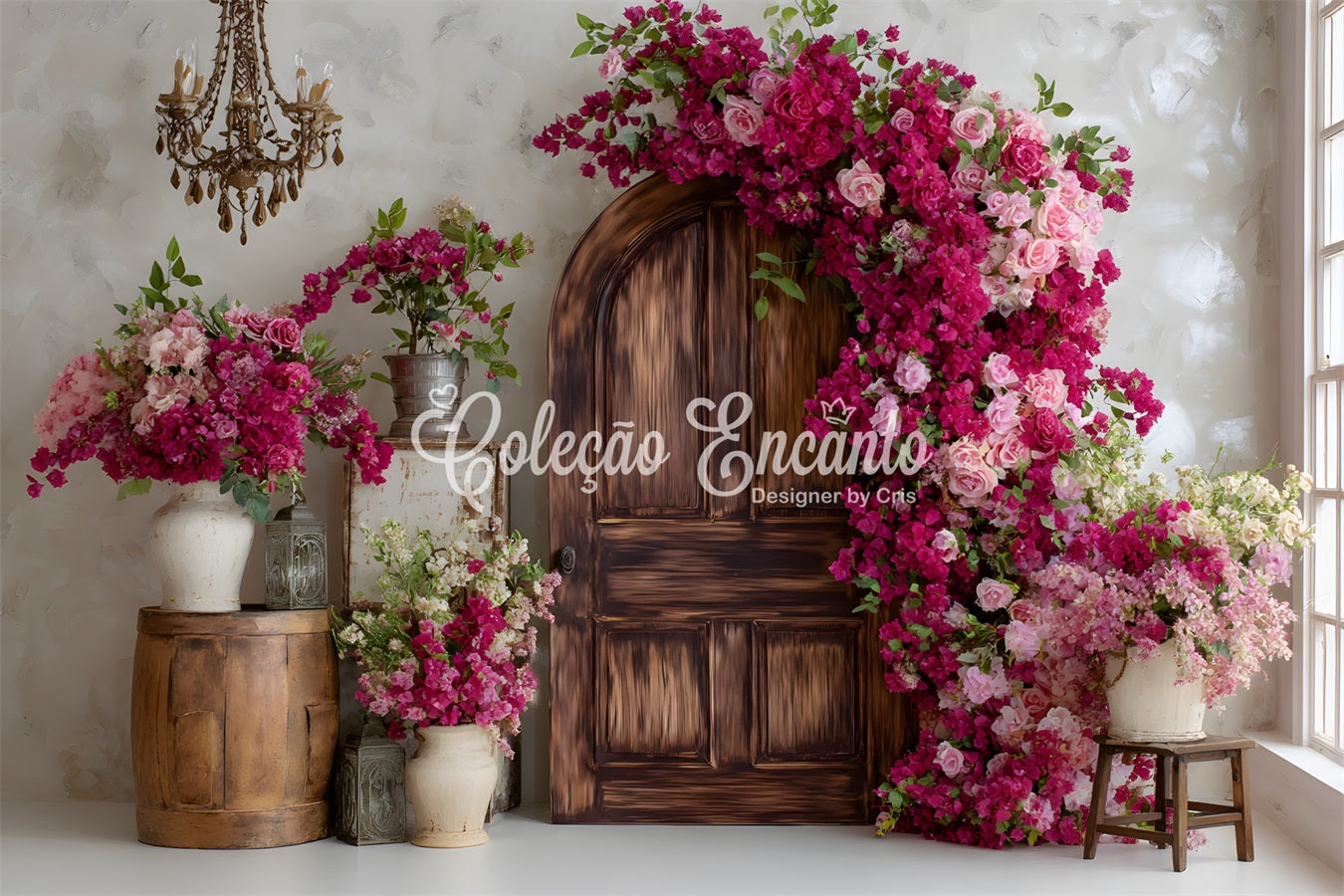 Mothers Day Photo Backdrop Bougainvillea Door Frame Floral Backdrop For Mothers Day UK By Magali