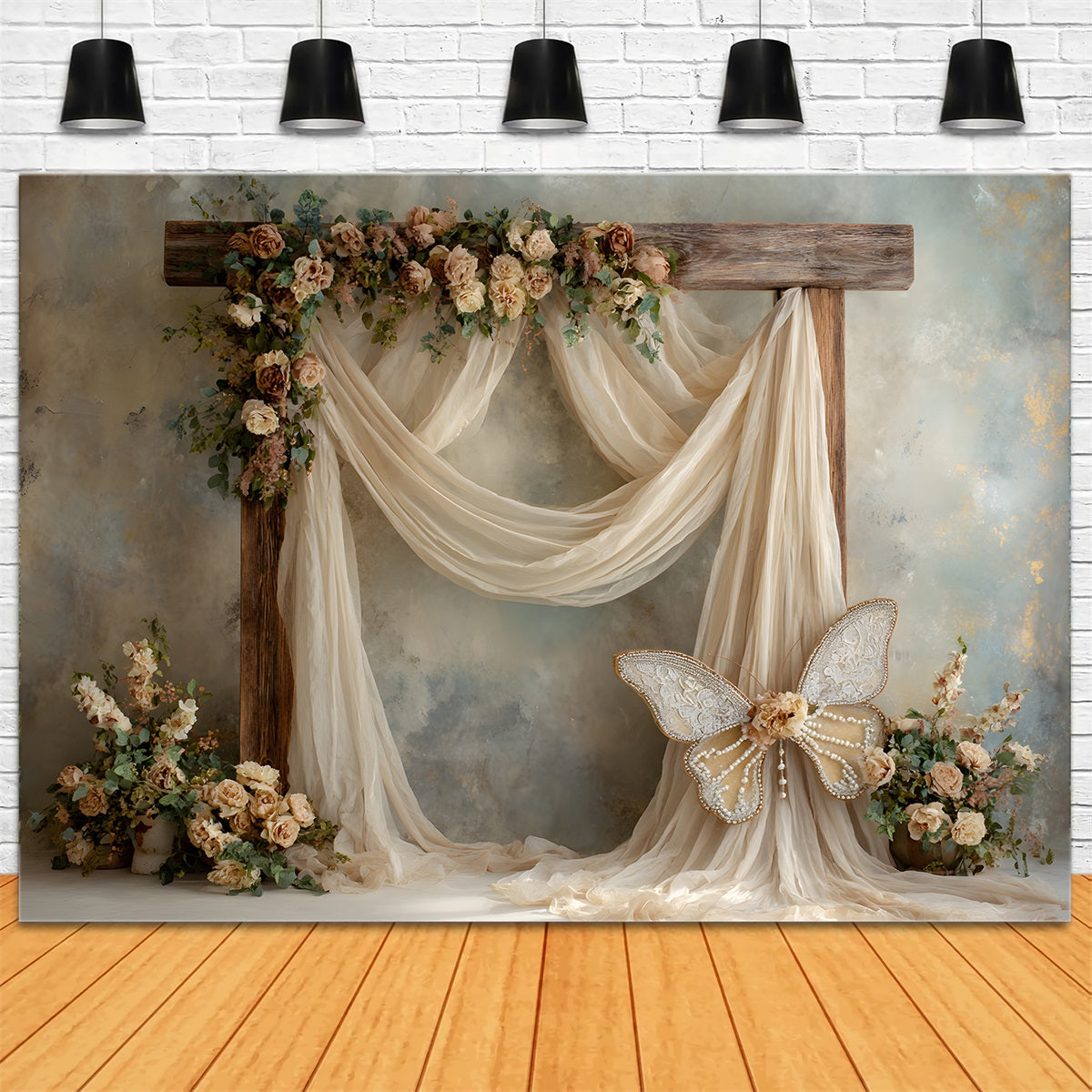 Mother's Day Photo Backdrops Rustic Wooden Arch Flowers Mothers Day Flower Backdrop UK By Magali