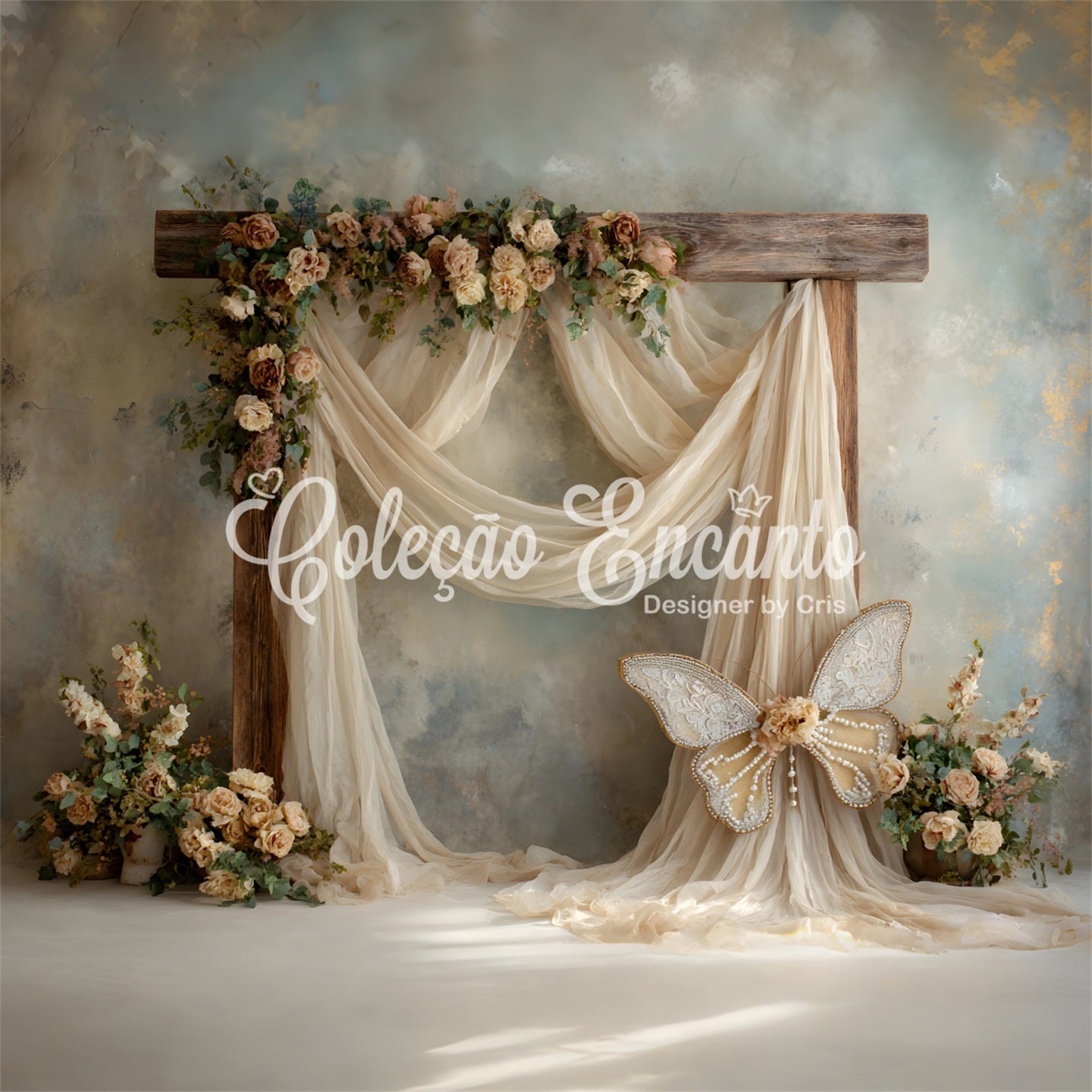 Mother's Day Photo Backdrops Rustic Wooden Arch Flowers Mothers Day Flower Backdrop UK By Magali