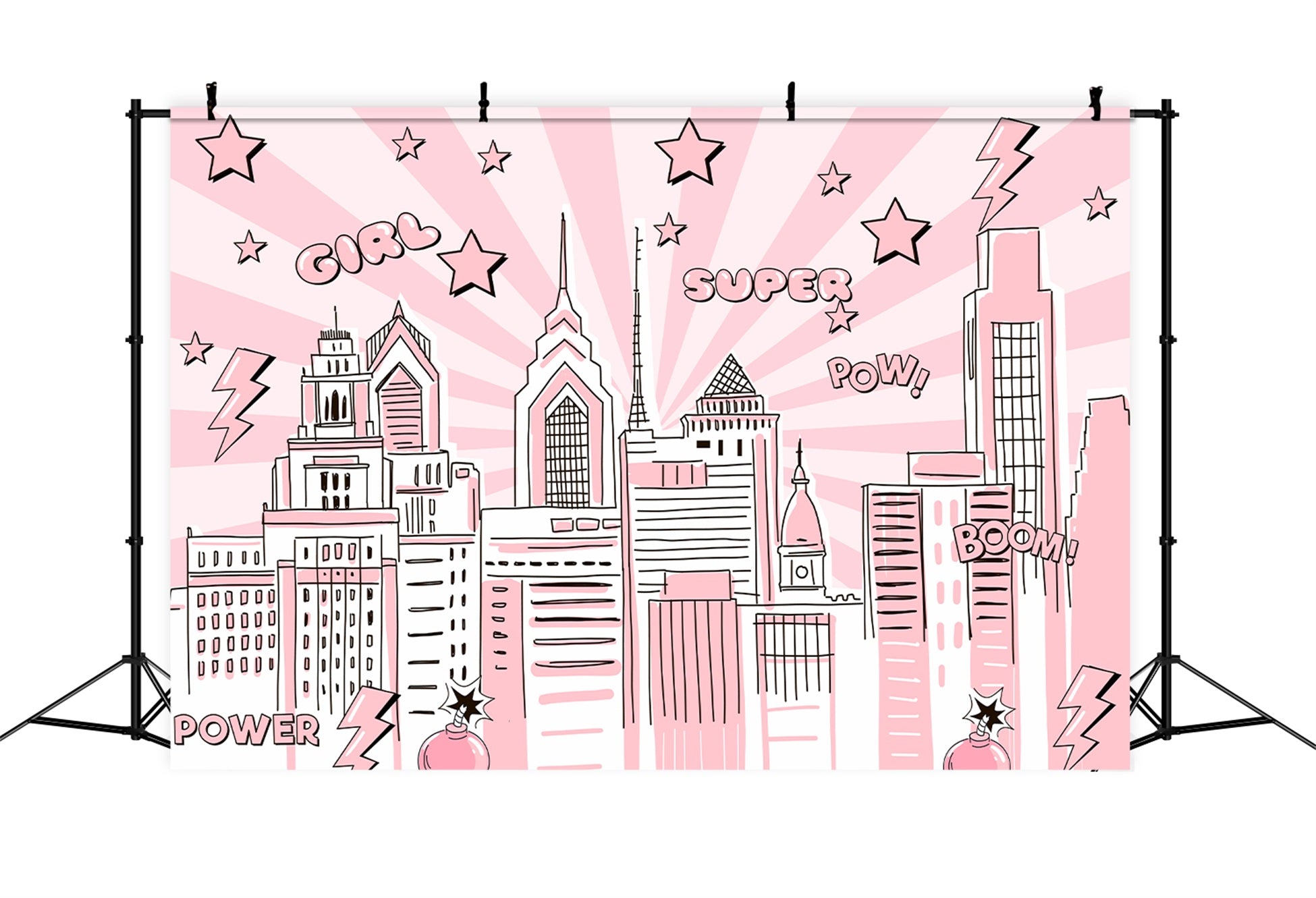Kids Backdrops Pink Comic City Power Burst Newborn Photography Backdrop UK By Magali