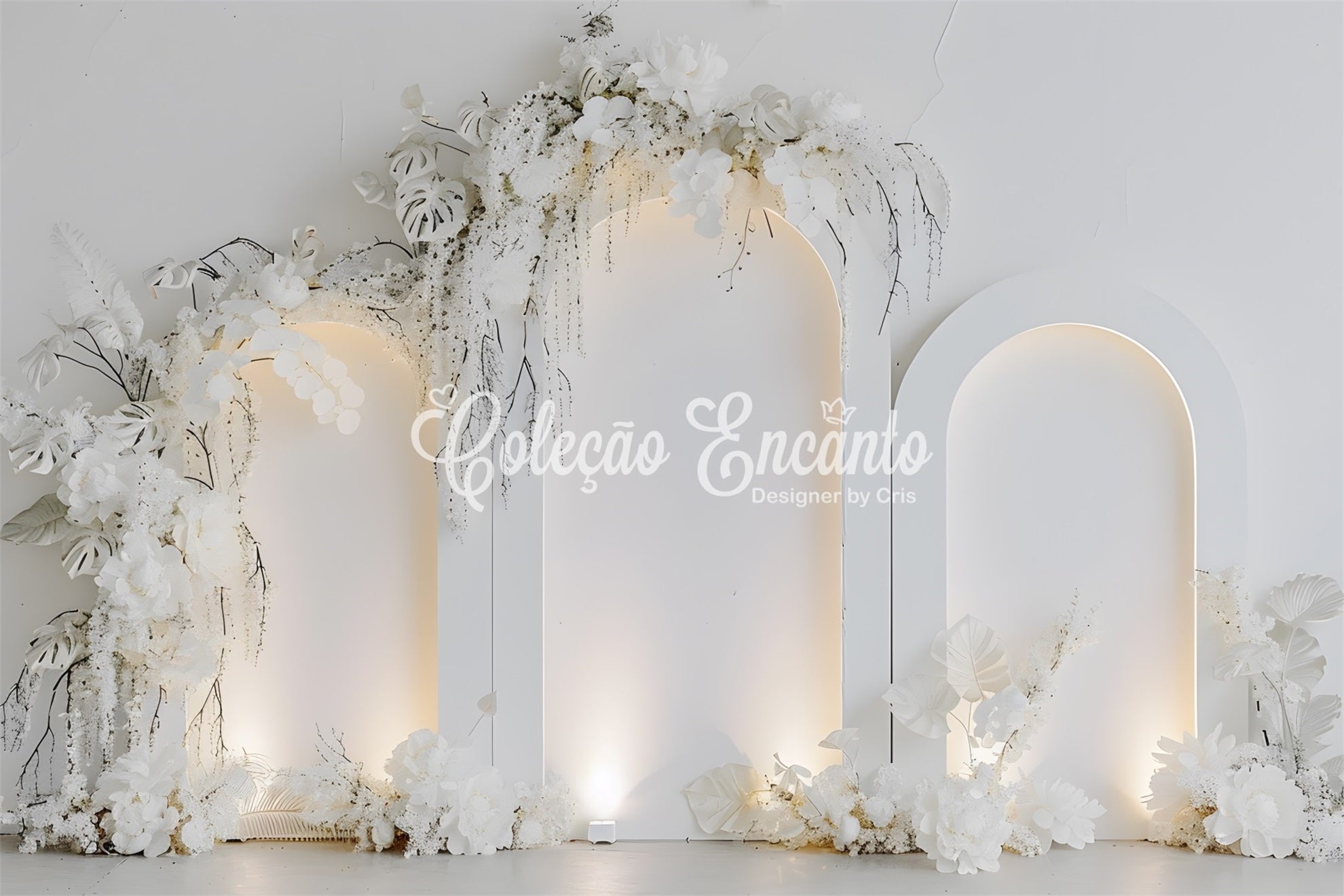Mother's Day Photo Booth Backdrops Soft White Gold Floral Delight Happy Mother's Day Backdrop UK By Magali