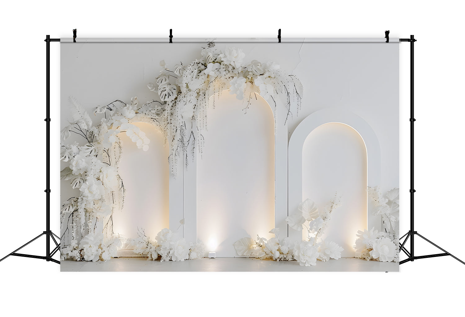 Mother's Day Photo Booth Backdrops Soft White Gold Floral Delight Happy Mother's Day Backdrop UK By Magali