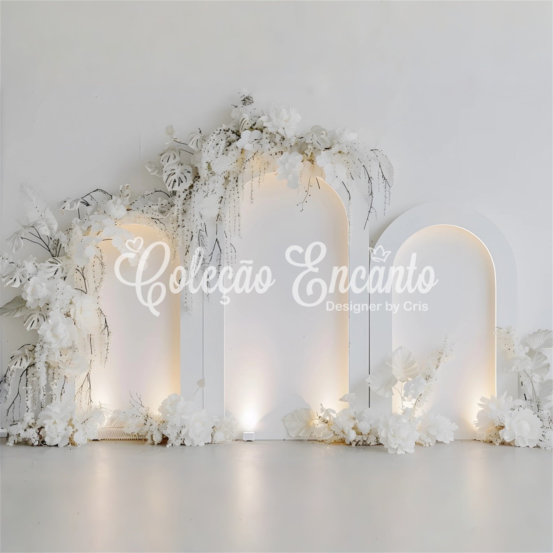 Mother's Day Photo Booth Backdrops Soft White Gold Floral Delight Happy Mother's Day Backdrop UK By Magali