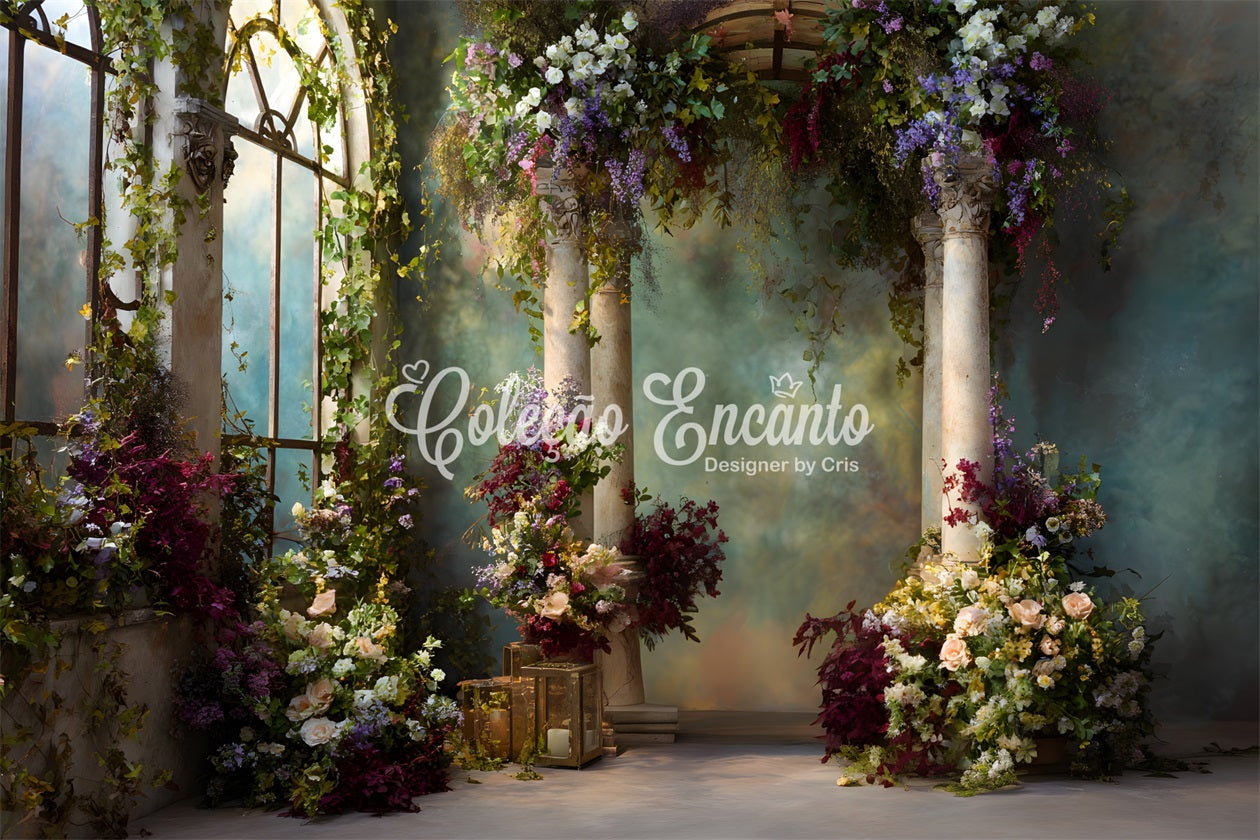 Backdrop Mother Day Romantic Pink Flower Portal Mother's Day Photo Booth Backdrops UK By Magali