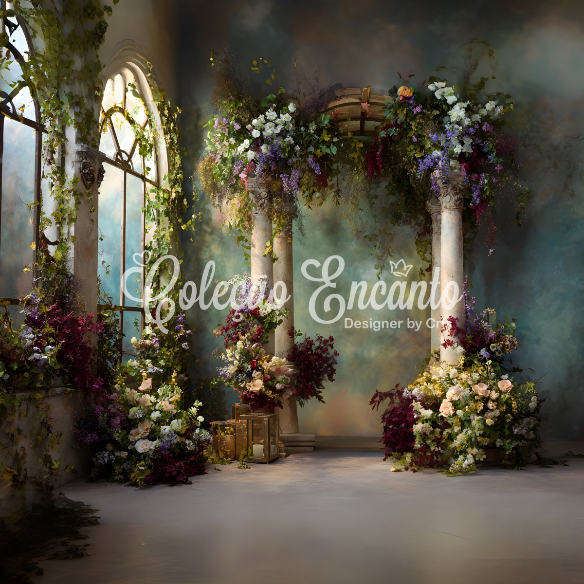 Backdrop Mother Day Romantic Pink Flower Portal Mother's Day Photo Booth Backdrops UK By Magali