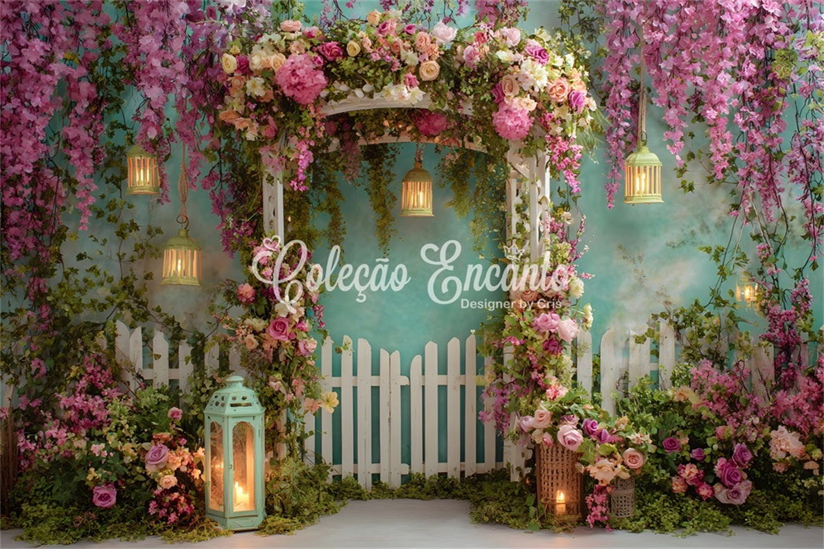 Mothers Day Photography Backdrops Vintage Lantern Blossom Entrance Mother's Day Backdrop Ideas UK By Magali