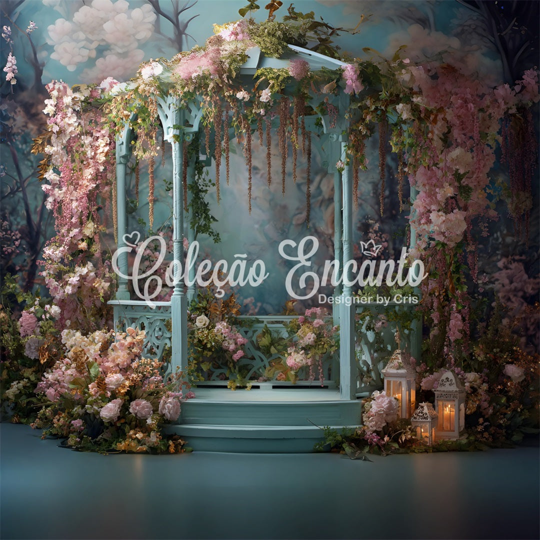 Happy Mother's Day Backdrop Rustic Gazebo Floral Surround Mother's Day Backdrop With Flowers UK By Magali