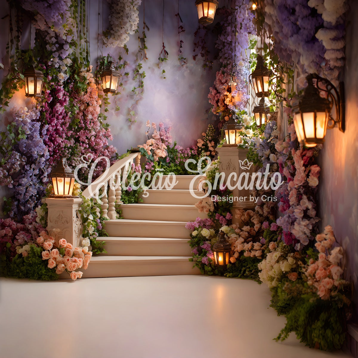 Mother Day Backdrop Whimsical Floral Lantern Pathway Photo Backdrop For Mothers Day UK By Magali