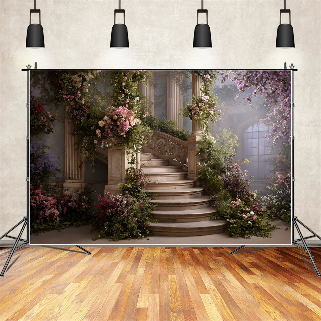 Happy Mother's Day Backdrop Ideas Romantic Floral Staircase Path Mother Day Backdrop UK By Magali