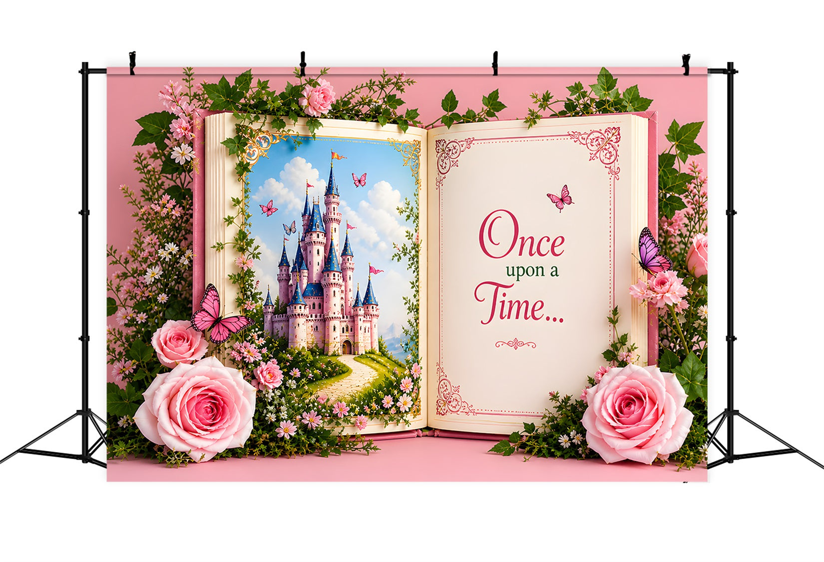 Backdrop for Newborn Photography Fairytale Castle Storybook Rose Backdrop for Kids UK CEM65-15