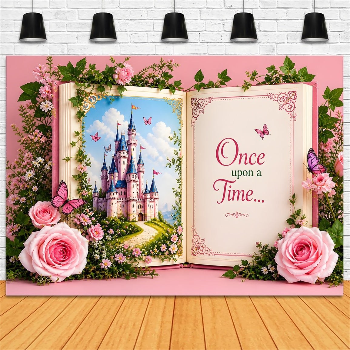Backdrop for Newborn Photography Fairytale Castle Storybook Rose Backdrop for Kids UK CEM65-15