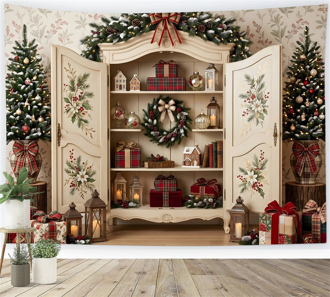 Christmas Backdrop Open Floral Cabinet Gift Christmas Picture Backdrop UK CEM65-200