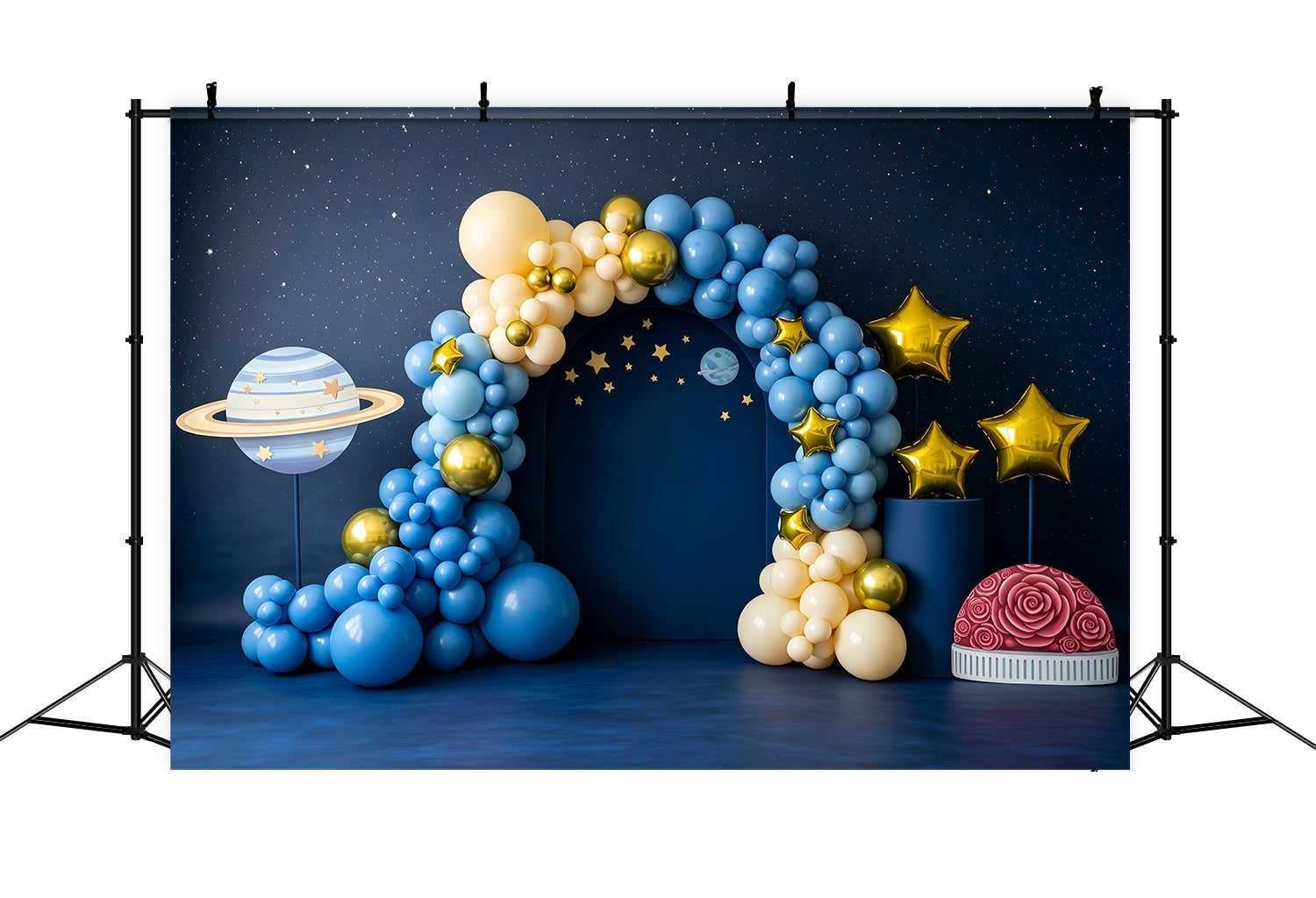Kids Photo Backdrop Starry Planet Balloon Arch Decor Newborn Fabric Backdrops UK CEM65-214