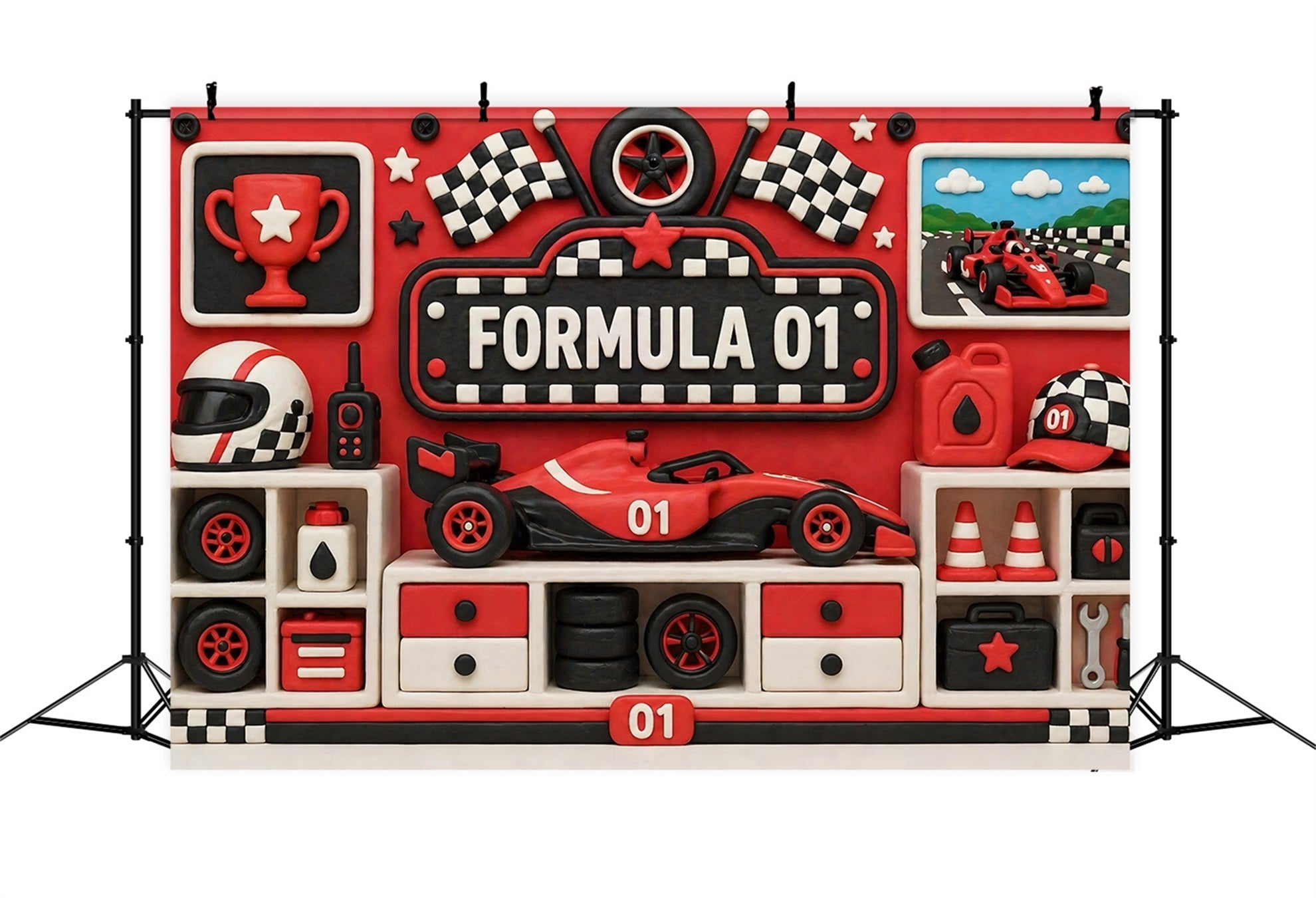 Newborn Backdrops for Photography Red Formula Racing Trophy Wall Kids Backdrop Ideas UK CEM65-23
