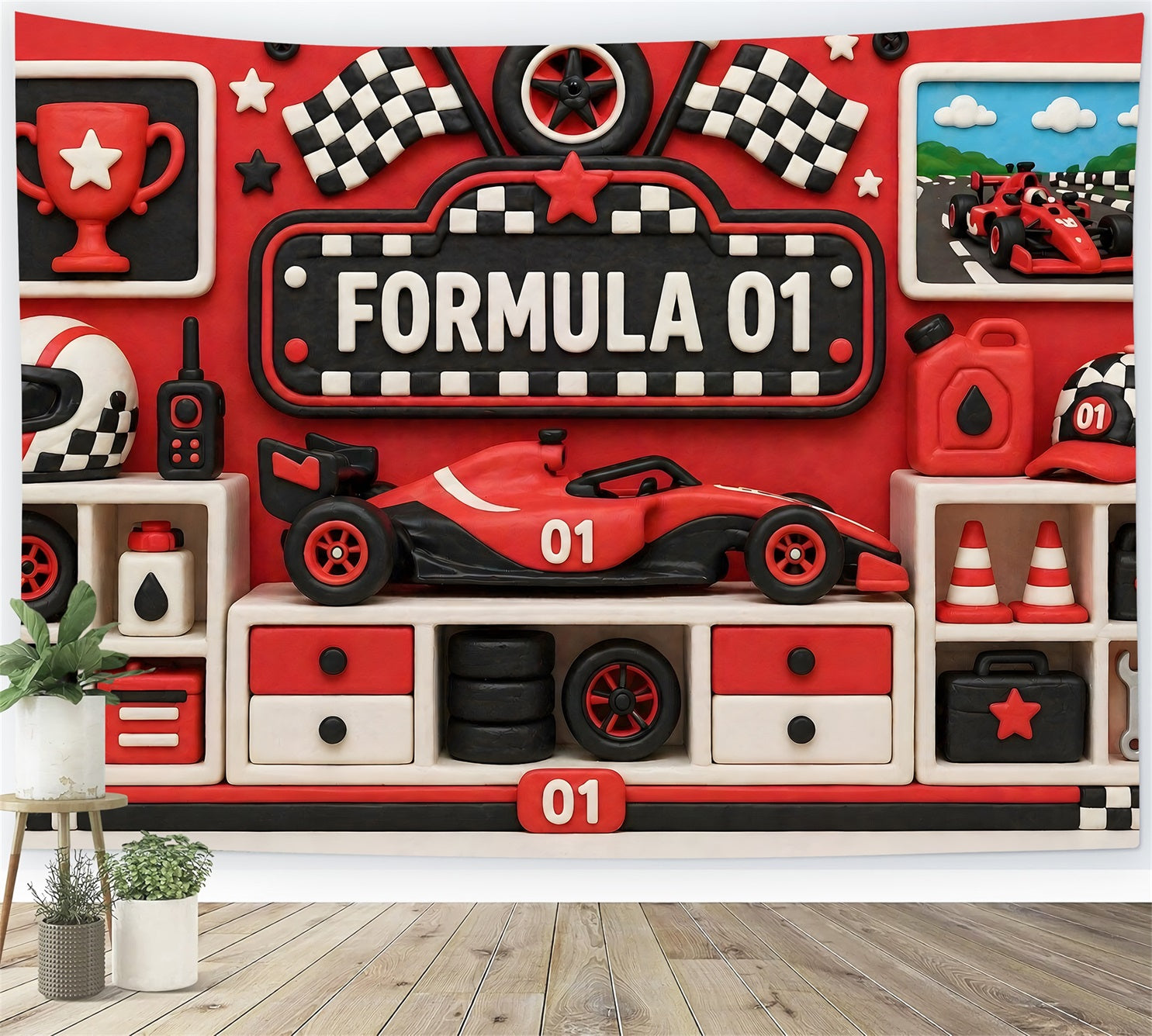 Newborn Backdrops for Photography Red Formula Racing Trophy Wall Kids Backdrop Ideas UK CEM65-23