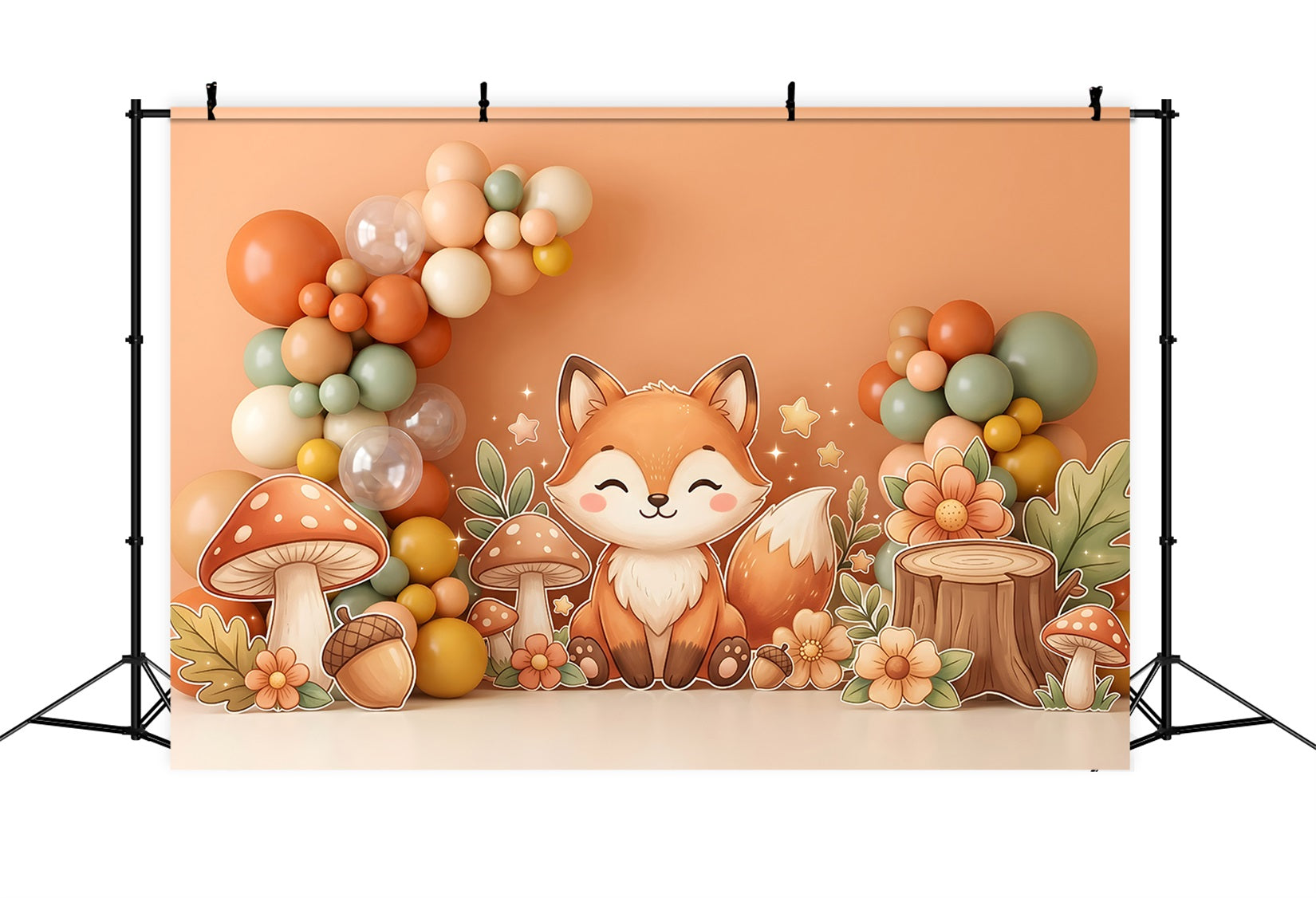 Backdrops for Kids Photography Autumn Fox Mushroom Balloon Newborn Photography Backdrop UK CEM65-29