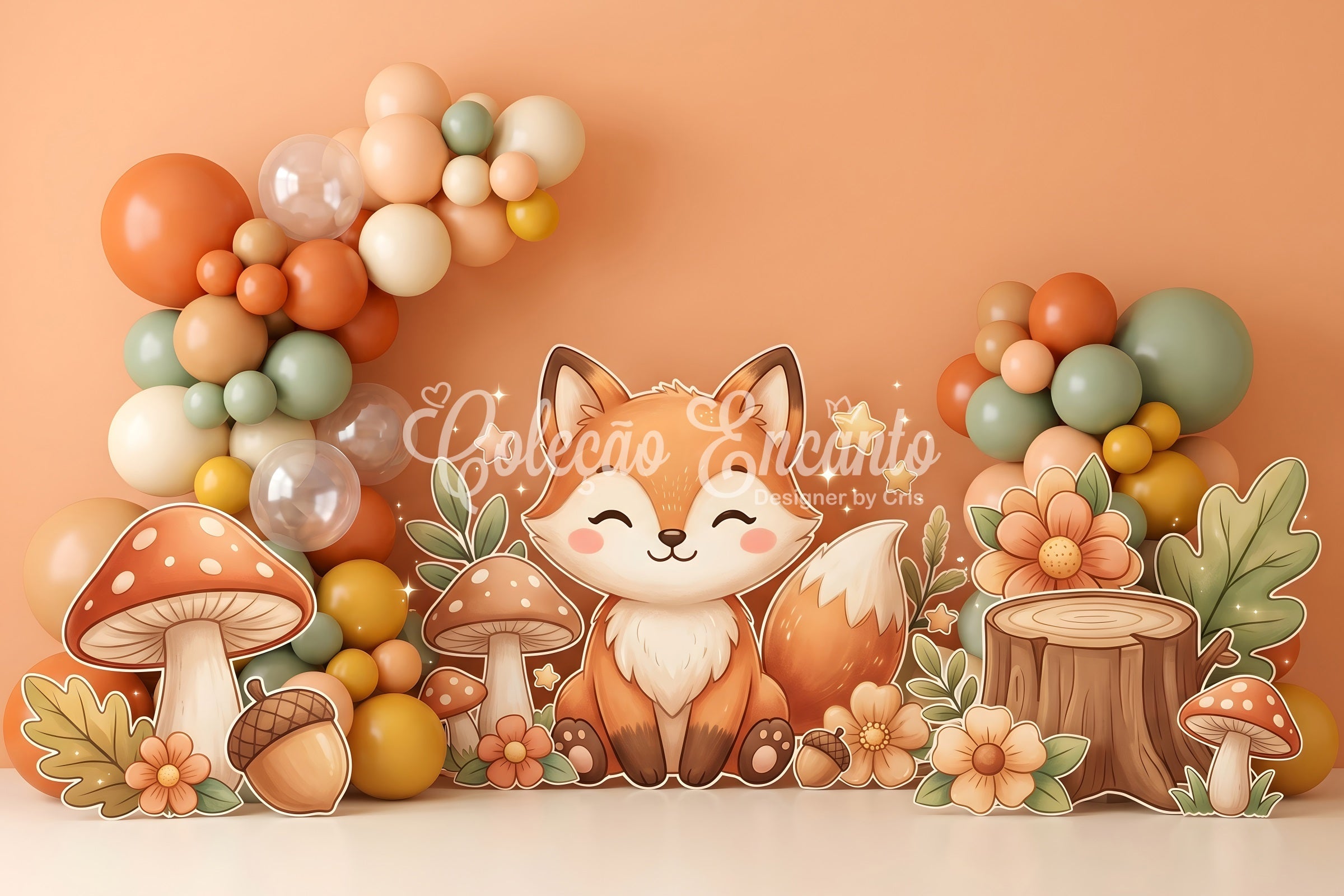Backdrops for Kids Photography Autumn Fox Mushroom Balloon Newborn Photography Backdrop UK CEM65-29