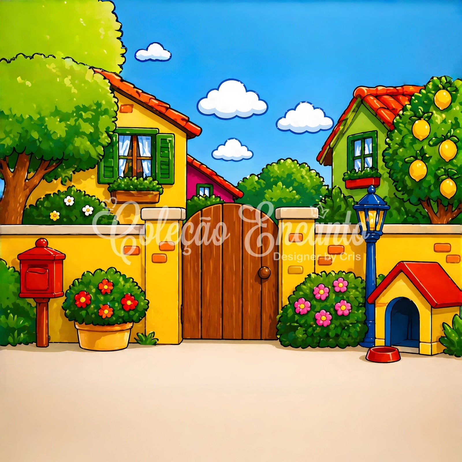 Newborn Backdrops Sunny Cartoon Garden Pet Yard Kids Photo Backdrop UK CEM65-4