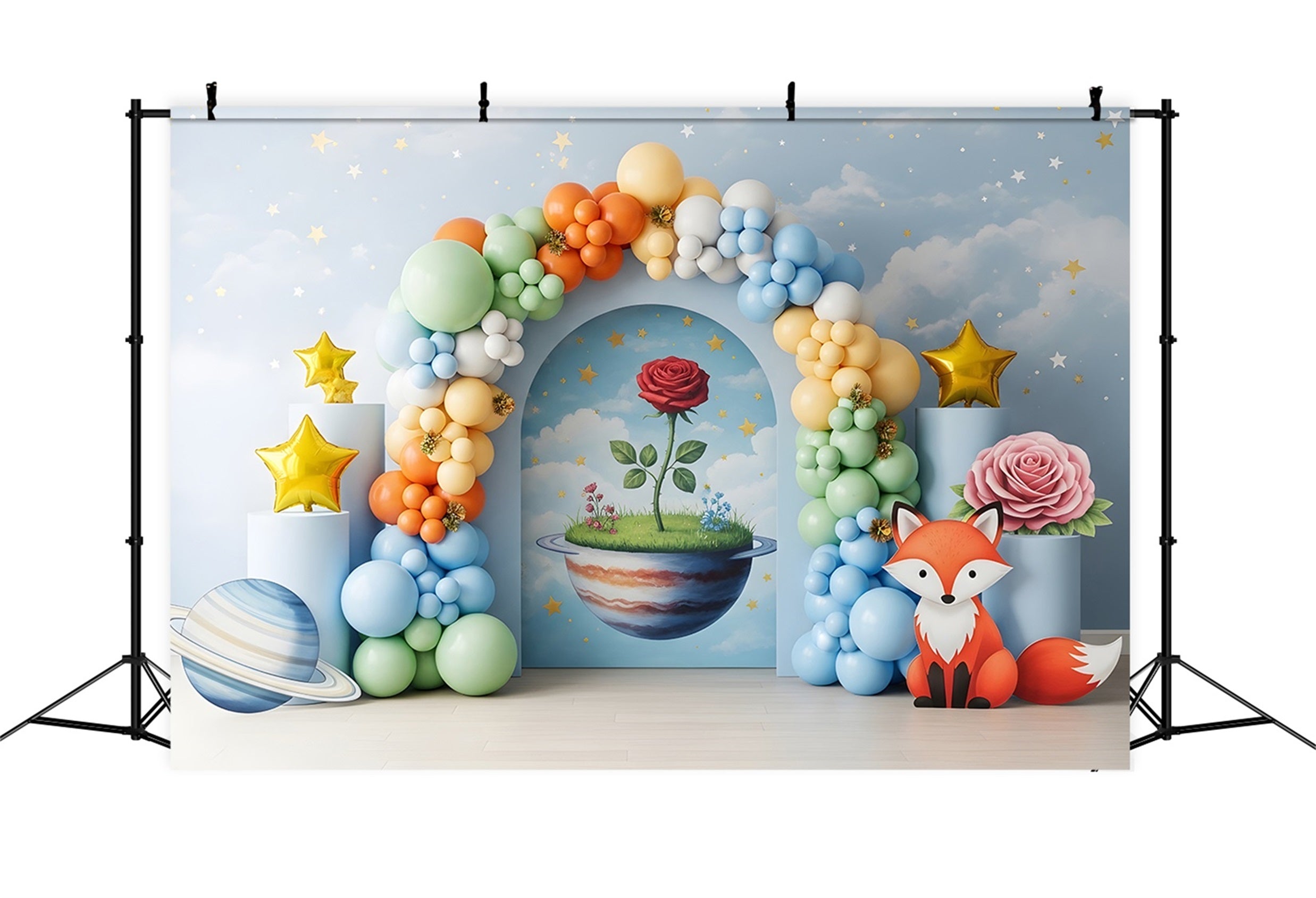 Kids Photography Backdrops Fantasy Planet Fox Rose Arch Backdrop Newborn UK CEM65-40