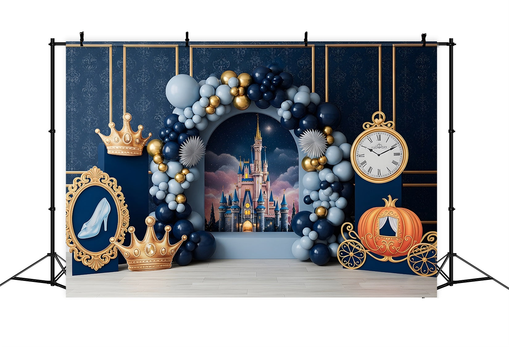 Backdrop for Children Midnight Castle Crown Carriage Decor Newborn Photo Backdrops UK CEM65-46