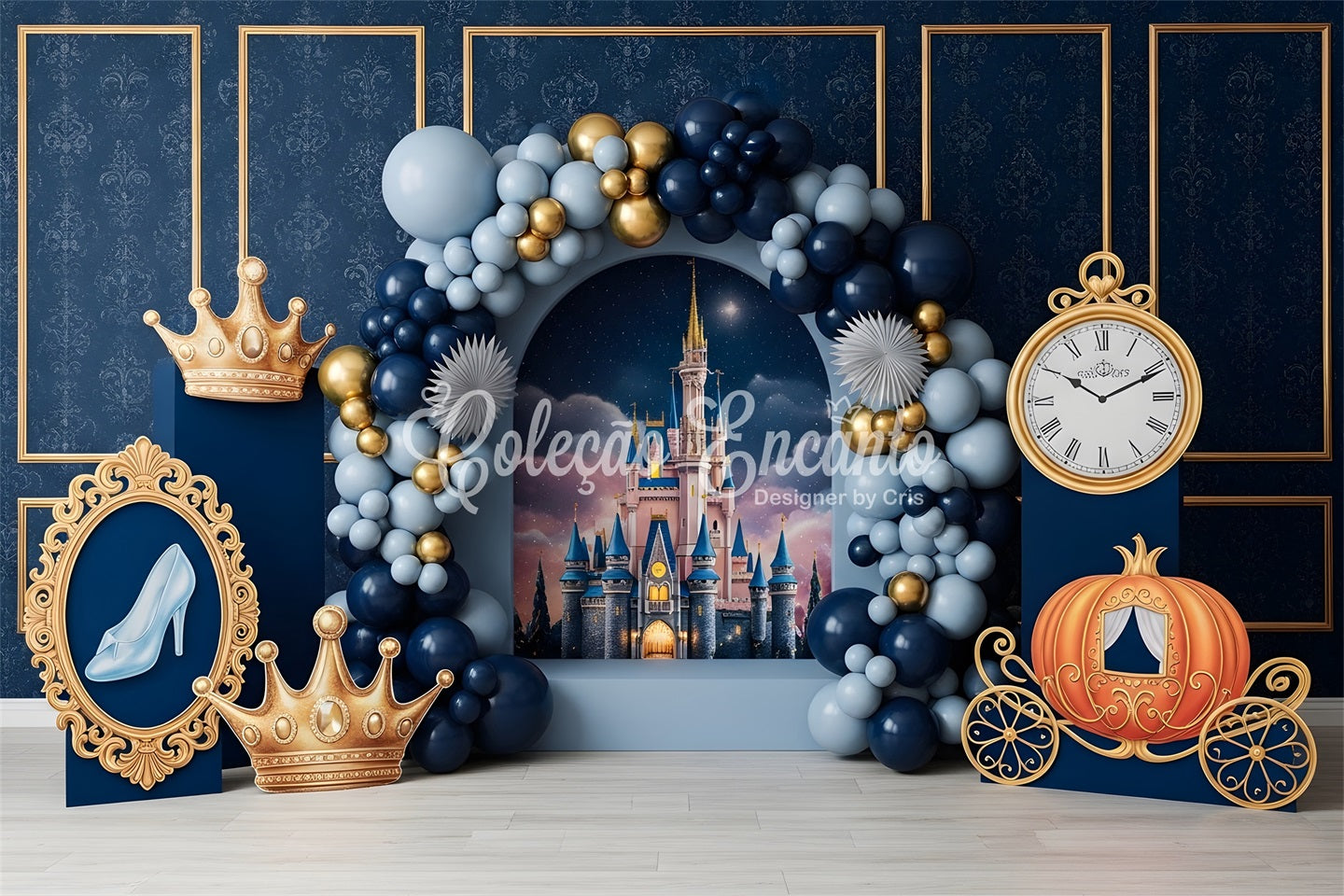 Backdrop for Children Midnight Castle Crown Carriage Decor Newborn Photo Backdrops UK CEM65-46