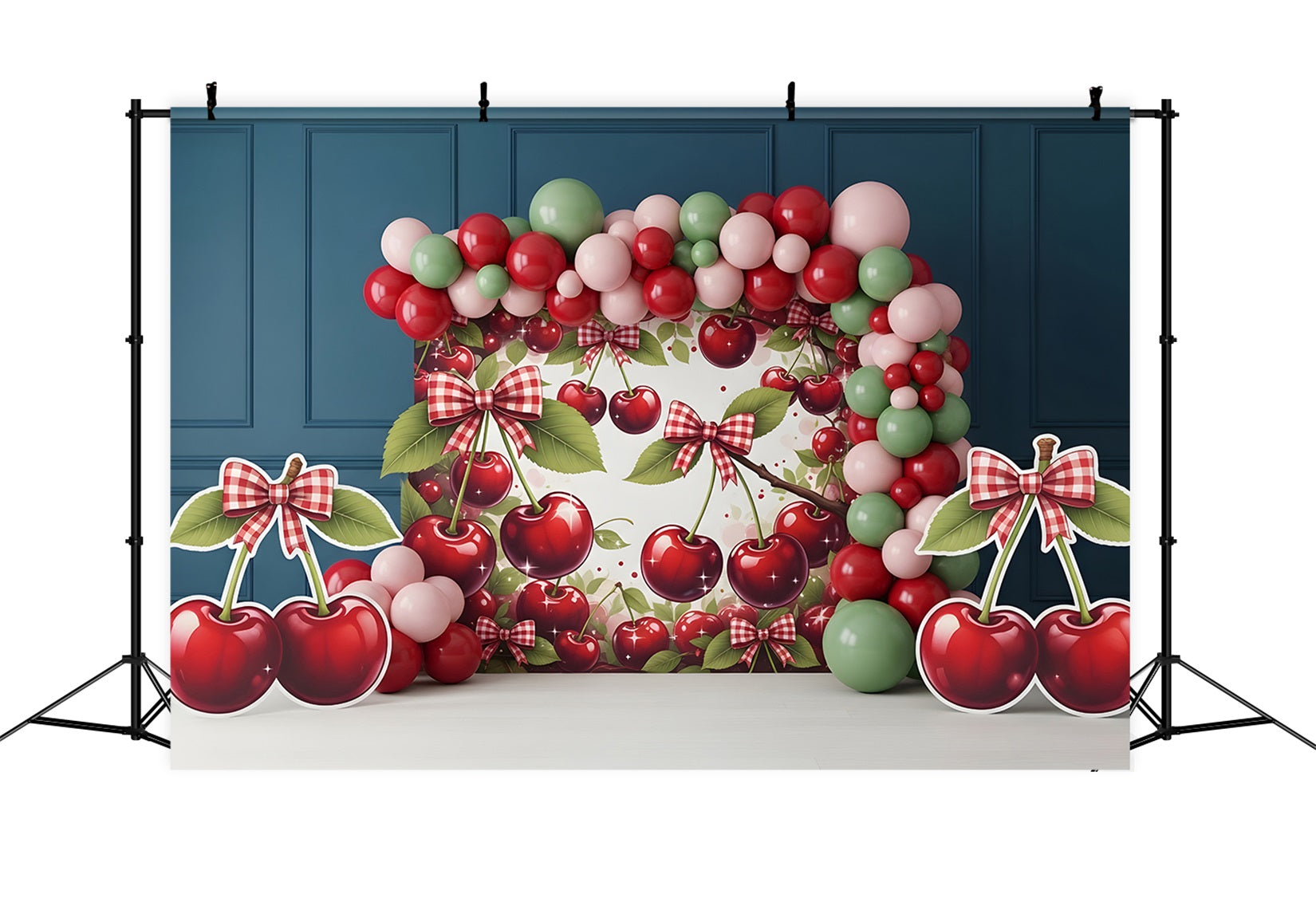 Newborn Photography Backdrop Cherry Bow Balloon Arch Kids Backdrops UK CEM65-5
