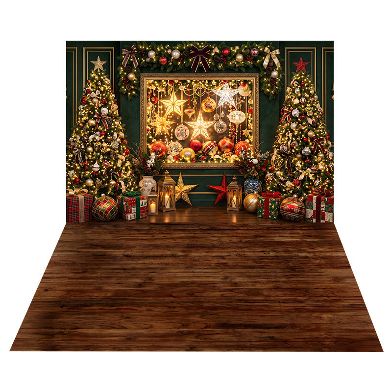 Luxury Ornament Window Backdrop+Dark Walnut Wood Floor Backdrop UK CEMCBS65-31