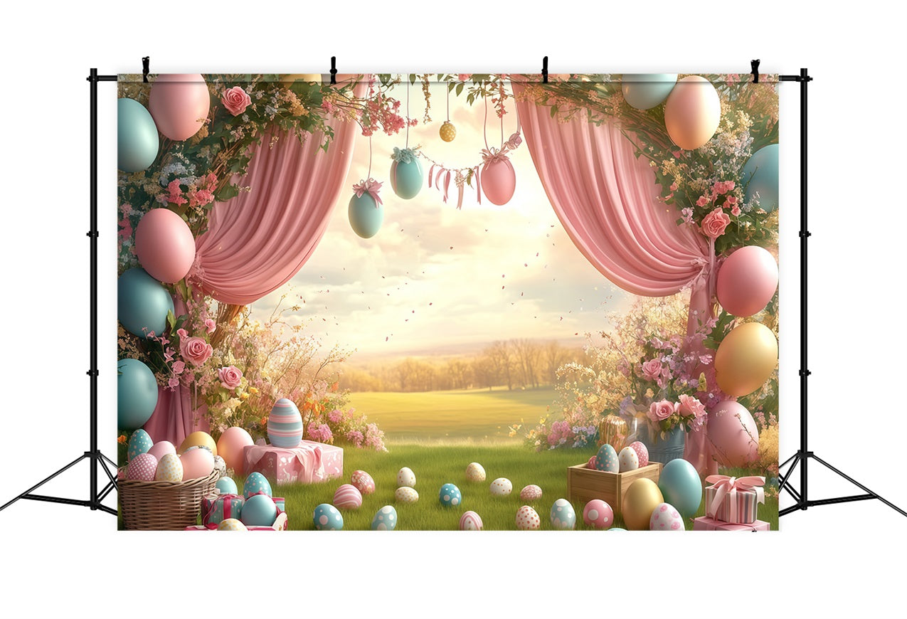 Easter Egg Backdrops Floral Egg Wonderland Backdrop UK CJJ-166