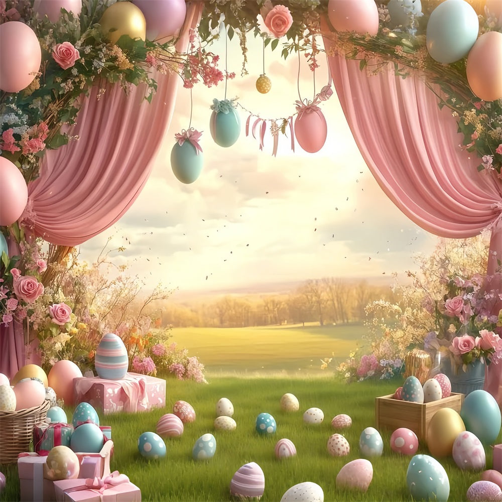 Easter Egg Backdrops Floral Egg Wonderland Backdrop UK CJJ-166