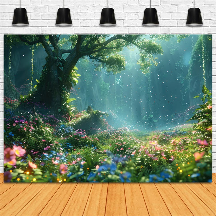 Fantasy Forest Backdrop Sparkling Wildflower Dreamy Backdrop UK CJJ2-35