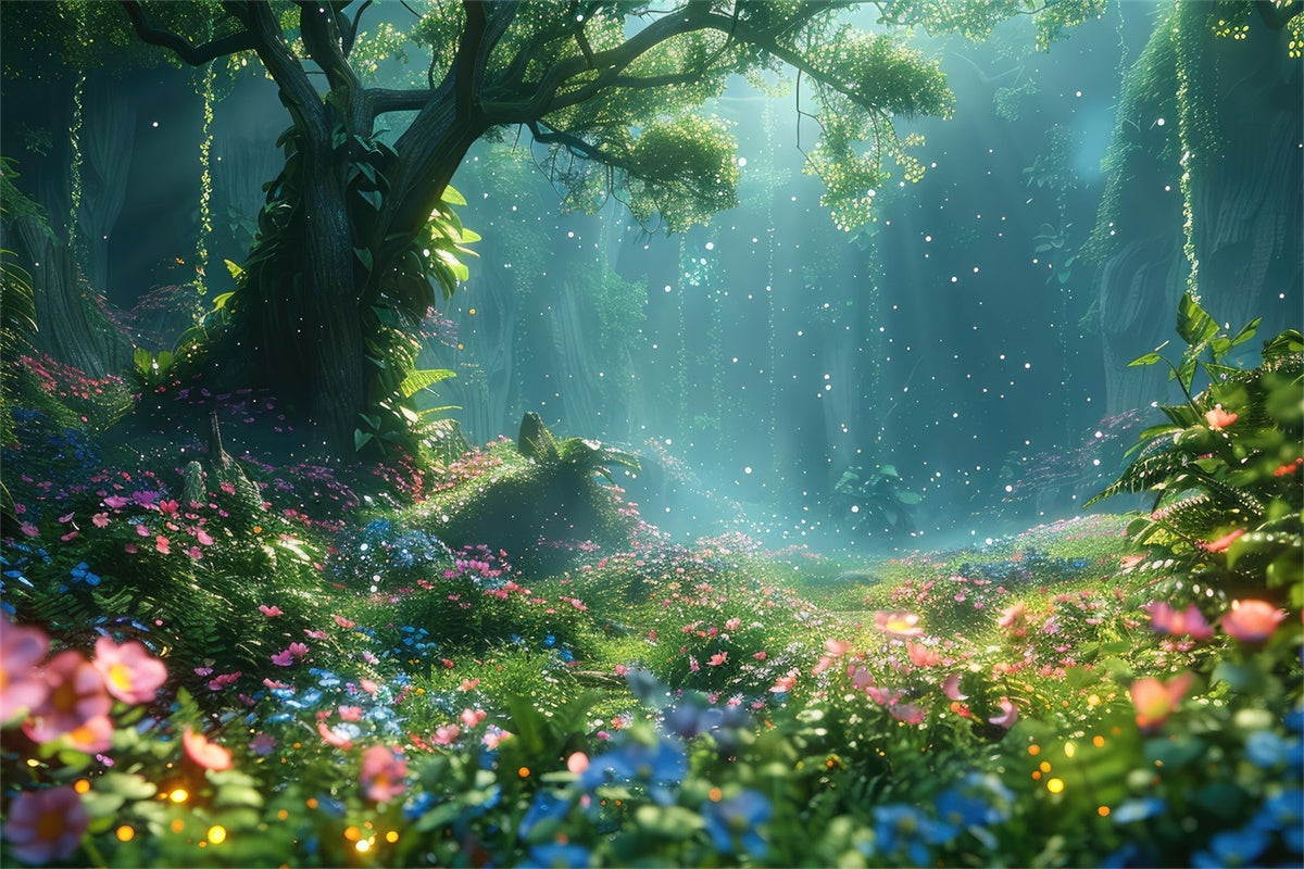 Fantasy Forest Backdrop Sparkling Wildflower Dreamy Backdrop UK CJJ2-35