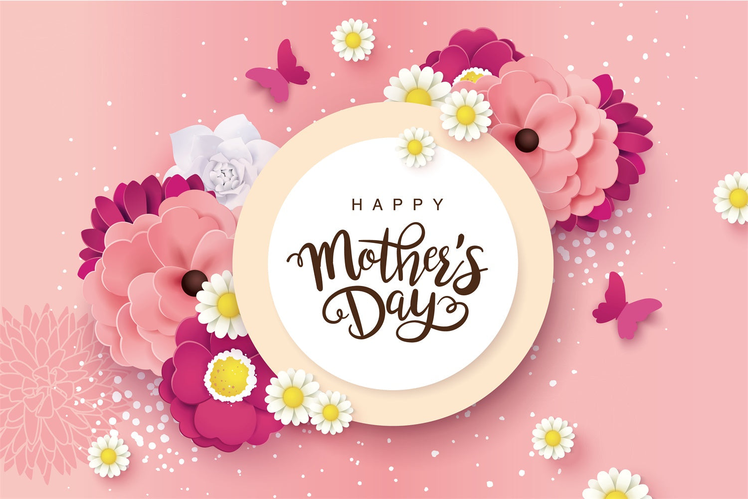 Mothers Day Backdrop Romantic Floral Butterfly Custom Backdrop UK CJJ3-142