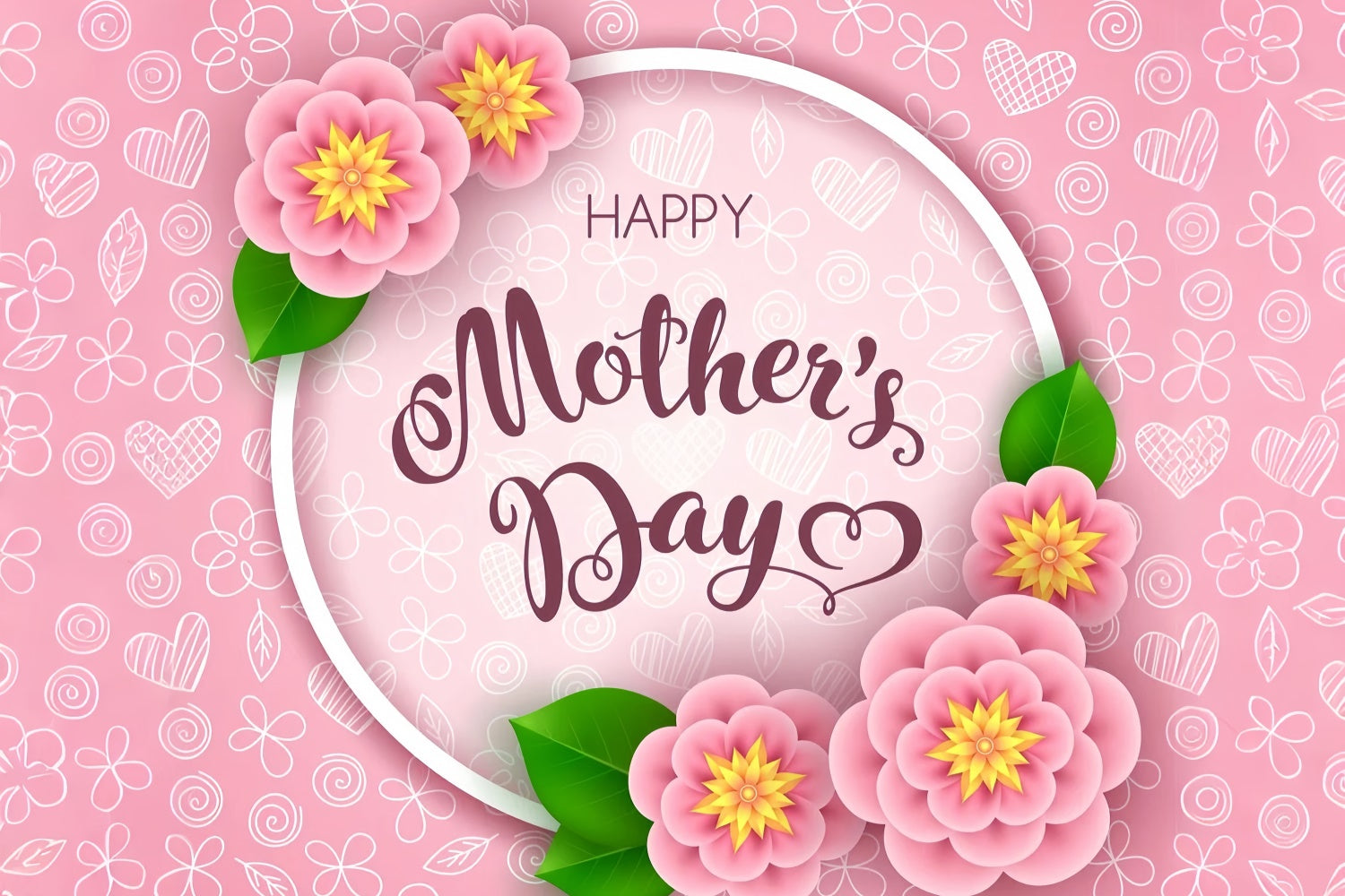 Mothers Day Backdrops Elegant Pink Floral Delight Custom Backdrop UK CJJ3-143