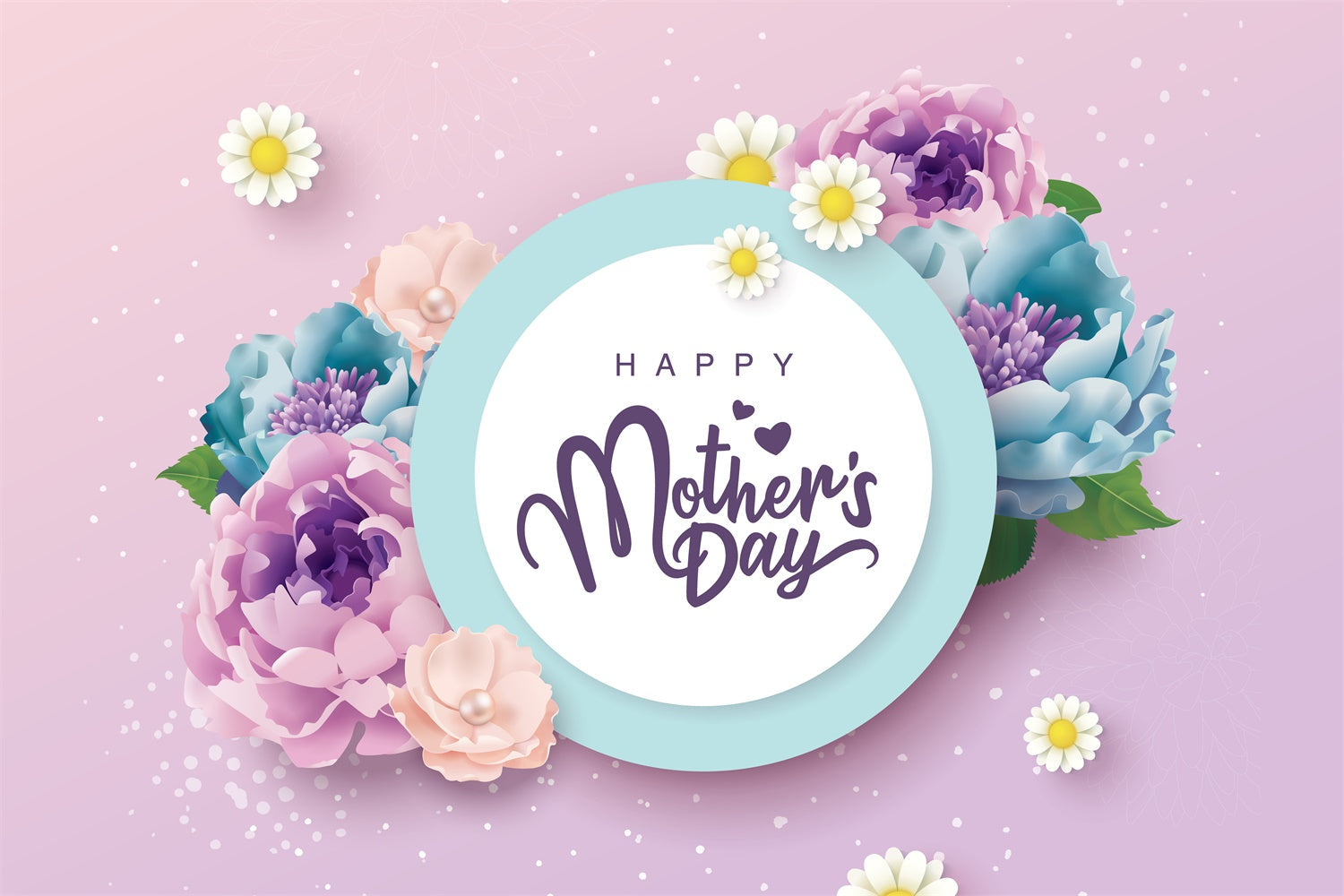 Happy Mother's Day Backdrop Pastel Floral Elegance Custom Backdrop UK CJJ3-149