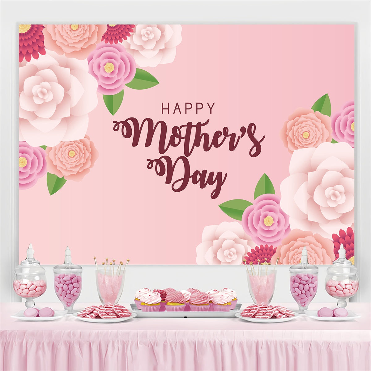 Mothers Day Backdrop Romantic Blooming Floral Custom Backdrop UK CJJ3-152