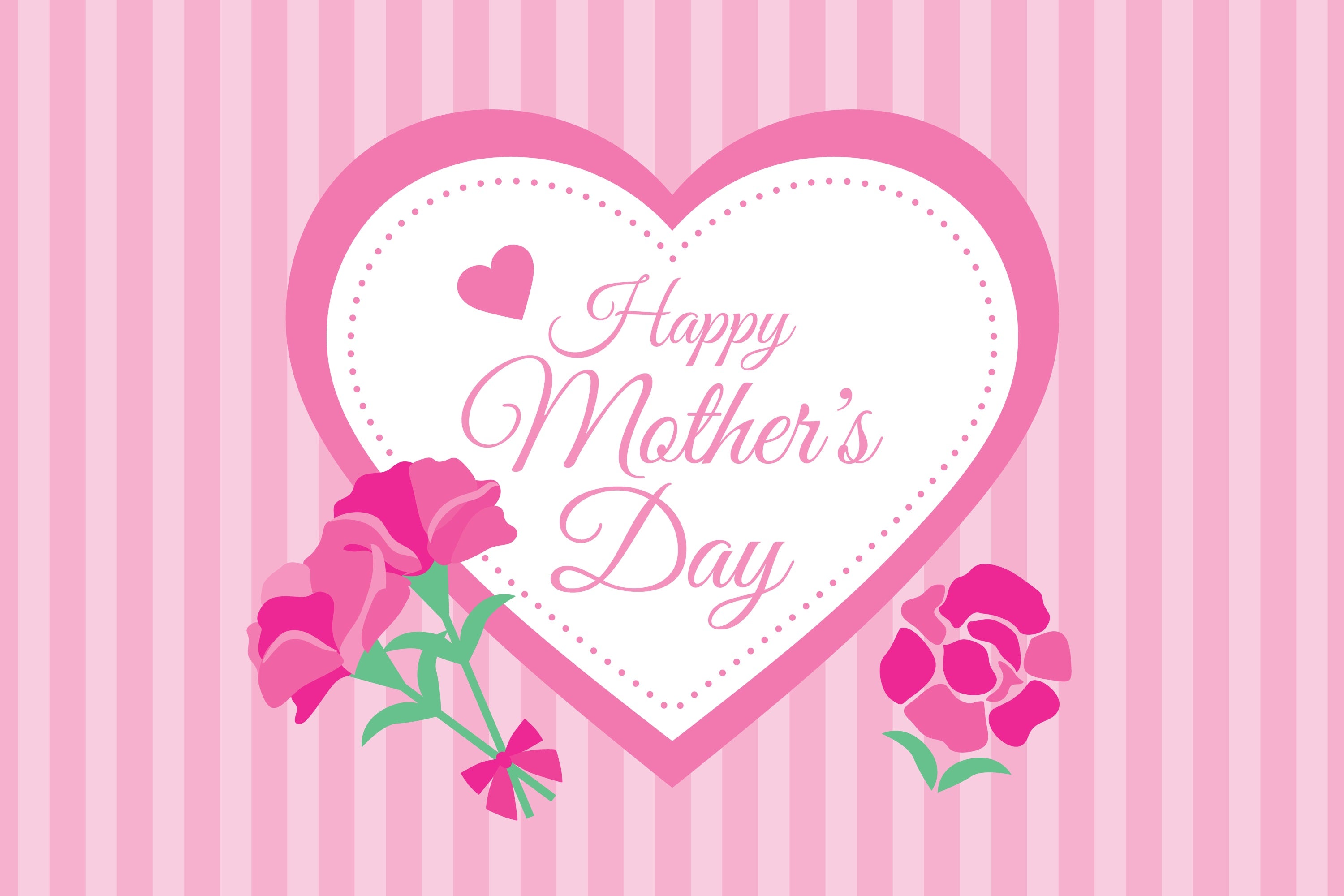 Happy Mother's Day Backdrop Pink Striped Heart Customized Backdrop UK CJJ3-154
