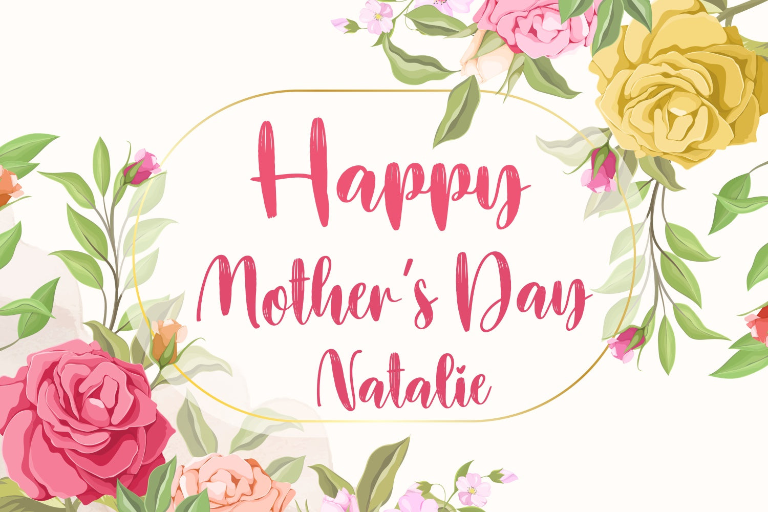 Mothers Day Backdrops Golden Frame Floral Watercolor Custom Backdrop UK CJJ3-161