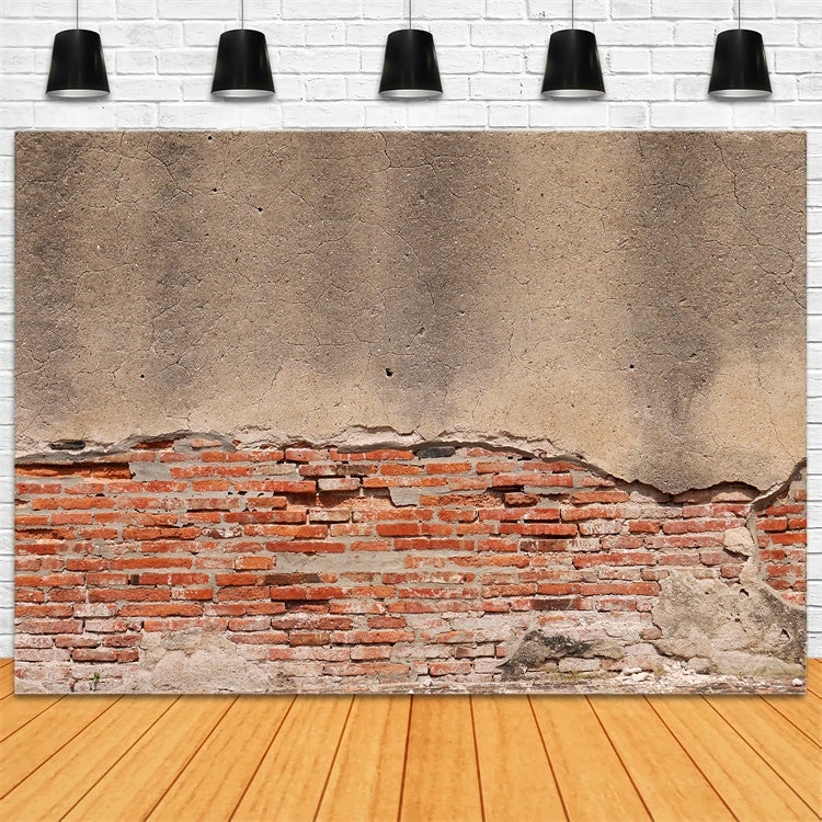 Brick Wall Backdrop Timeworn Brick Peeling Plaster Backdrop UK CJJ3-17