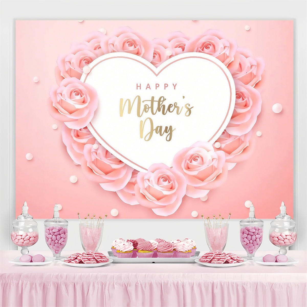 Mother's Day Backdrops Luxury Floral Heart Frame Custom Backdrop UK CJJ3-174