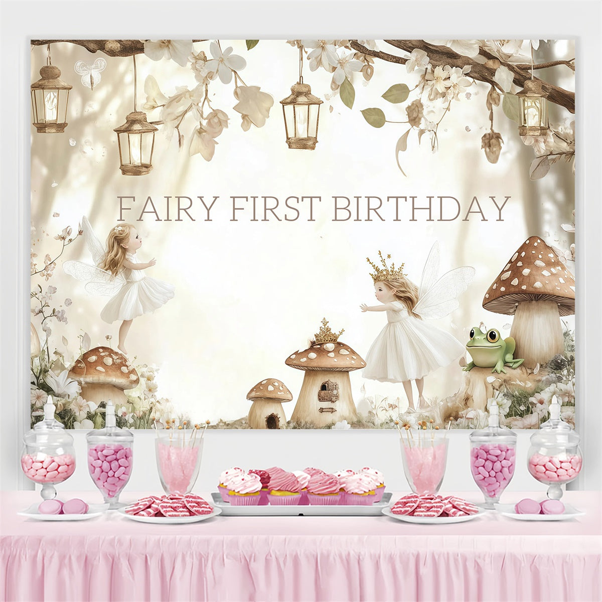 Personalized 1st Birthday Backdrop Enchanted Fairy Forest Backdrop UK CJJ3-206