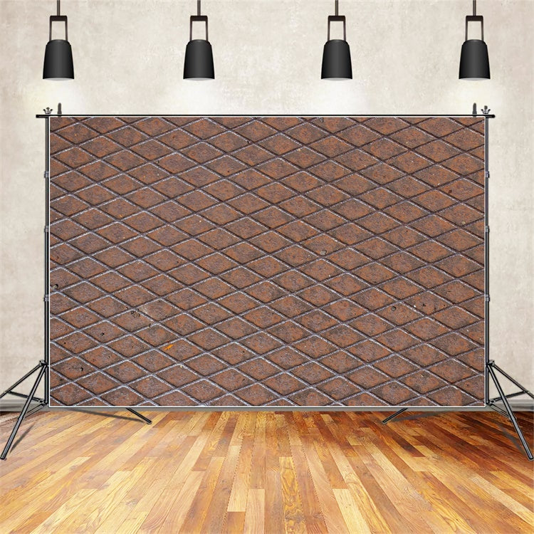 Brick Wall Photo Backdrop Textured Brown Grid Brick Backdrop UK CJJ3-23