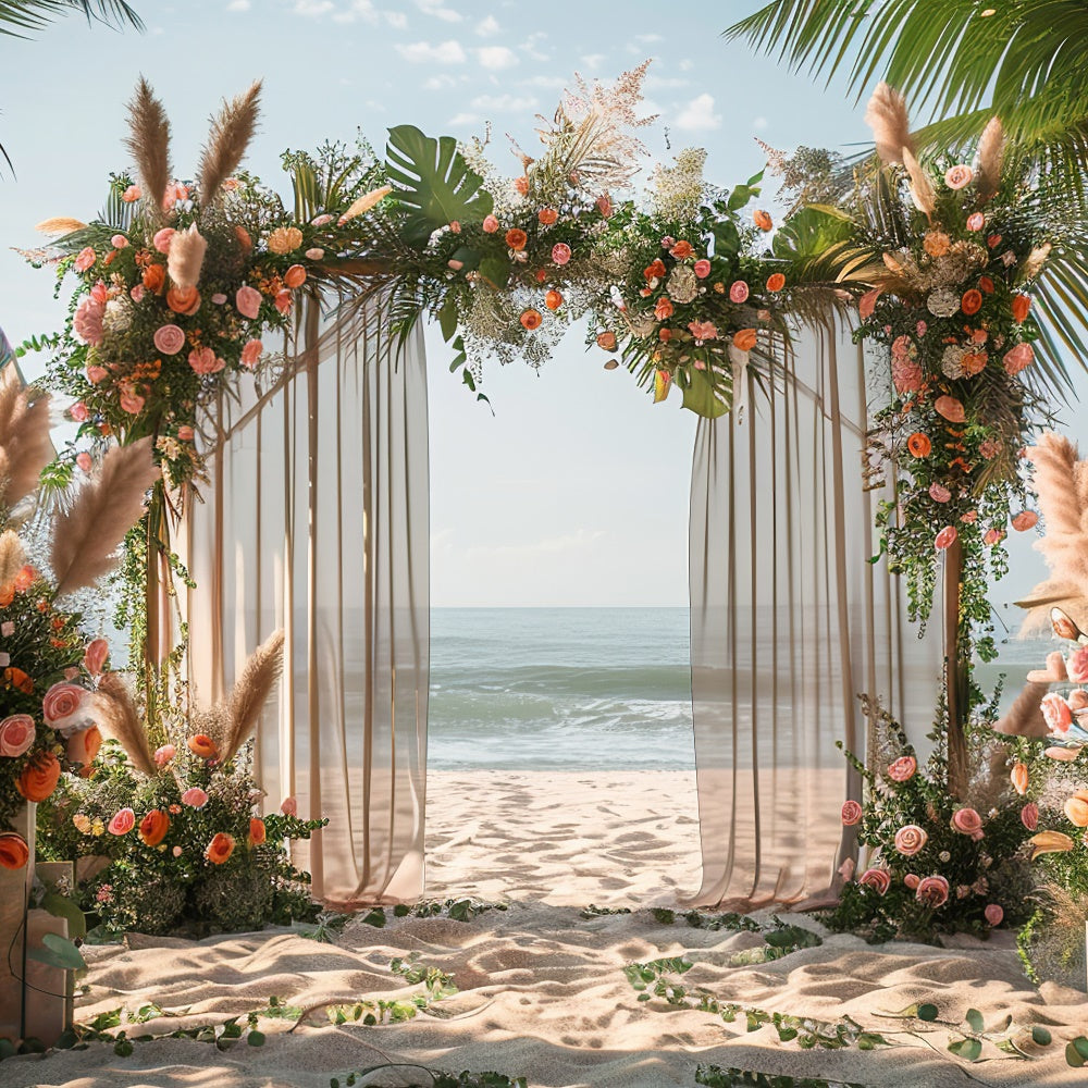 Beach Wedding Backdrop Tropical Floral Beach Summer Backdrop UK CJJ3-232