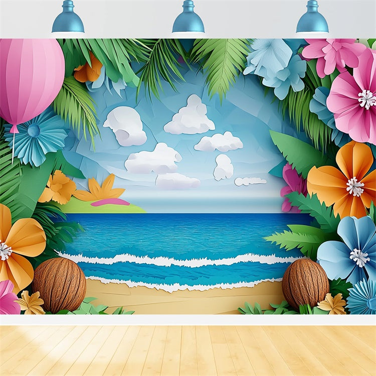 Summer Photo Backdrop Handcrafted Beach Bloom Backdrop UK CJJ3-250